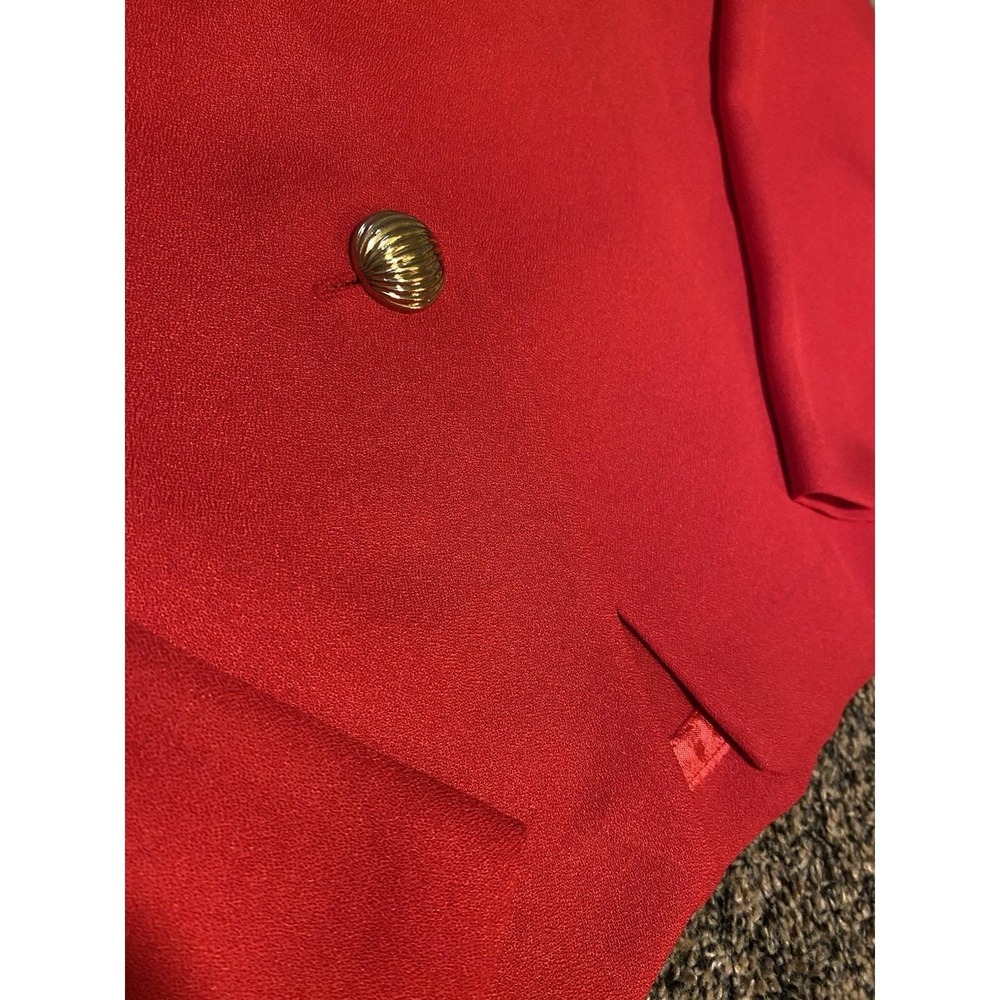 Vintage Victoria Morgan Red 1 Button Blazer With Shoulder Pads Size Woman's 14 - Picture 4 of 6